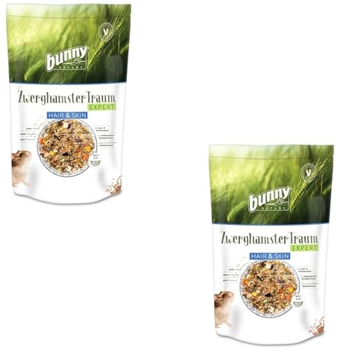 Bunny Nature ZwerghamsterTraum EXPERT Hair & Skin | Doppelpack | 2 x 500 g | Alleinfuttermittel für Zwerghamster | Zur Unterstützung von Haut & Haar | Ohne Pellets und Extrudate