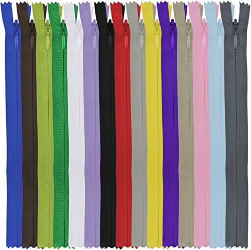 Image of Zippers for Sewing, DOITEM 15pcs 26 Inch Invisible Multicolor Nylon Coil Zippers for Sewing and Crafts 15 Colors