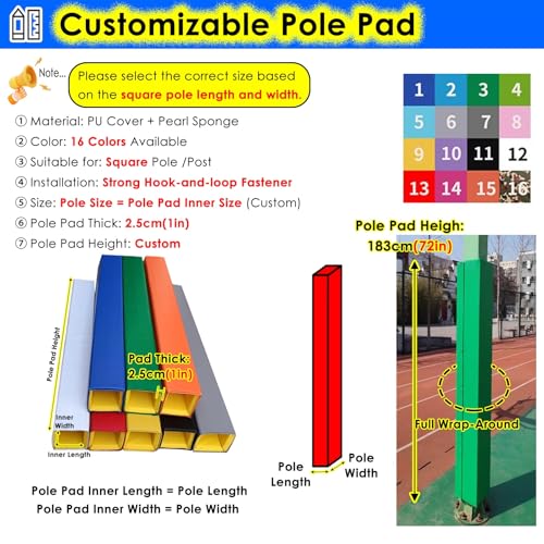 Housse de coussin pour poteau carré de basket matelassée supérieure - 7
