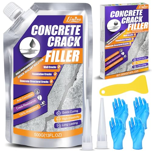 Concrete Crack Filler - 500g High Elasticity Self Leveling Cement Crack Filler for Driveway Walkway Wall Patio Joint - Easy Repair Solution for Concrete Asphalt Mortar Indoor & Outdoor