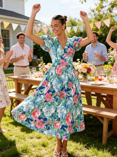 Image of Flessibili Womens Summer Floral Maxi Dress Wedding Guest Party Long Dresses 2026