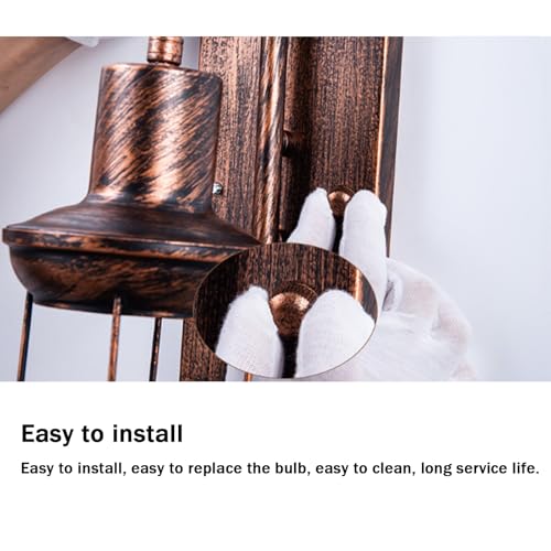 Lámpara de pared E27 para cabecera de dormitorio con pantalla de cristal retro 3