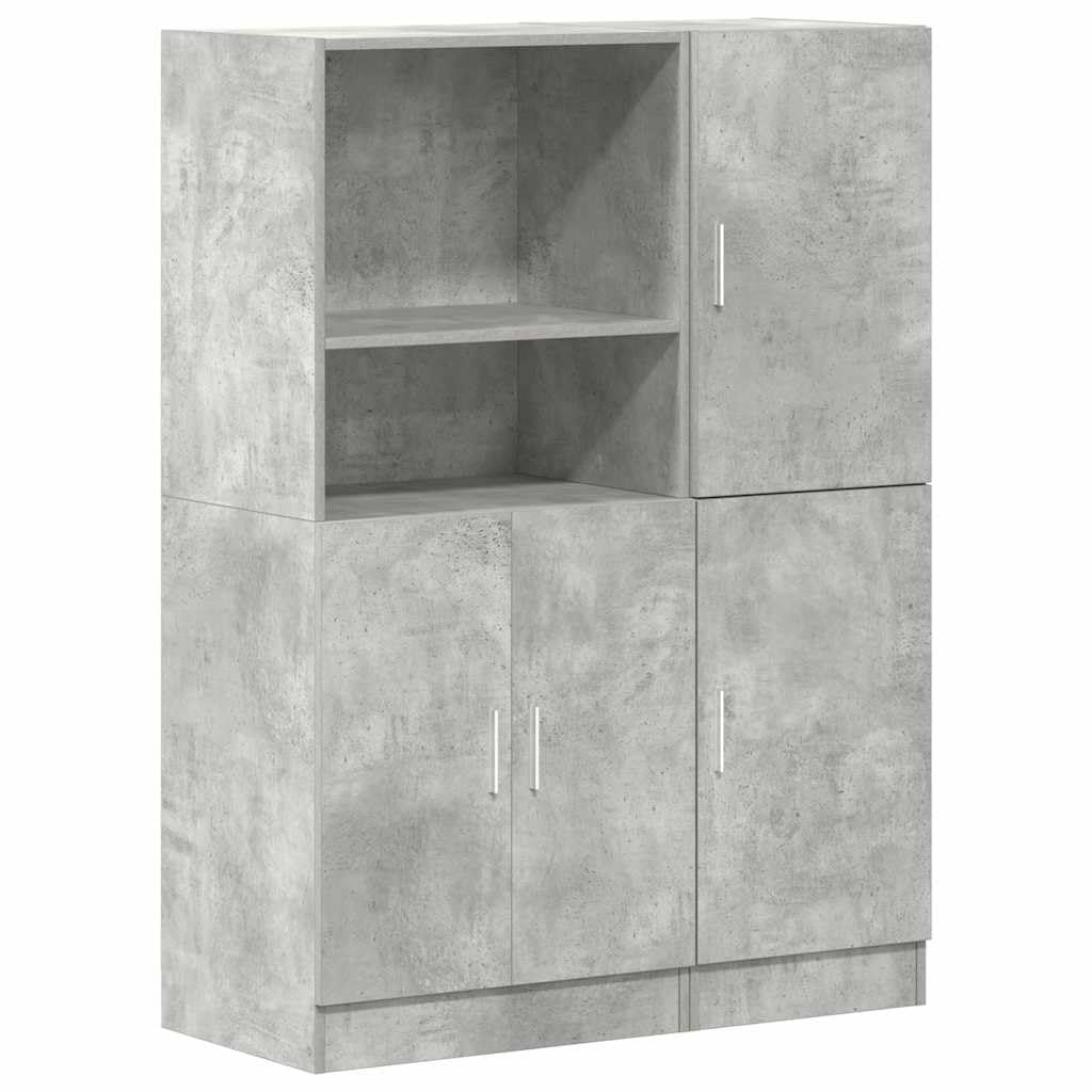 vidaXL Set di Mobili da Cucina 2 pz Grigio Cemento in Truciolato