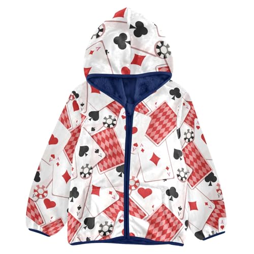 Playing Cards Girls Fleece Jacket Girls Fall Jacket Girls Zip Up Hoodie Girls Sherpa Jacket 2-10T