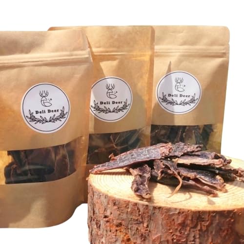 鹿肉 ジャーキー ペット用 無添加 天然 150g(50g×3) / 低カロリー 高たんぱく ジビエ 犬 おやつ しつけ ごほうび 獣医師推薦 動物病院使用 あいむふぁっと Deli Deer デリディアー 国産 奈良県 宇陀市