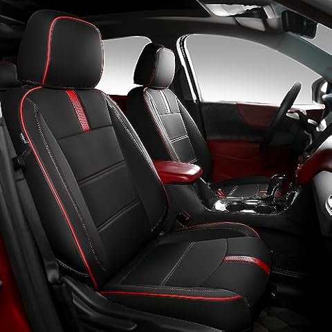 PTYYDS Seat Covers Compatible with 2018-2024 Equinox Seat Covers Car Seat Protector Replacement for 2018 2019 2020 2021 2022 2023 2024 Chevy Equinox Accessories(Black with Red Carbon Fiber) Cover