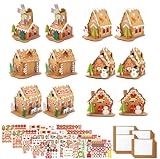 12pack Christmas Gingerbread House DIY Kit – Cardboard Houses for Kids & Adults, Holiday Party Game, Classroom Gift & Festive Home Decoration