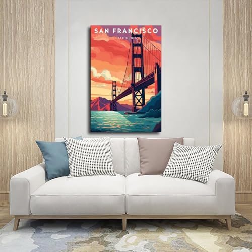 Poster San Francisco toile Golden Gate Bridge décoration murale 50x76