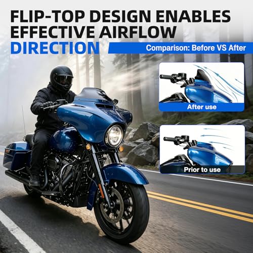 Image of DREAMIZER Wave Windshield Windscreen,Specific Fit Motorcycle Windshield, PC Wind Deflector Compatible with Harley Touring Electra Street Tri Glide 1996-2013 (Black 6inch)