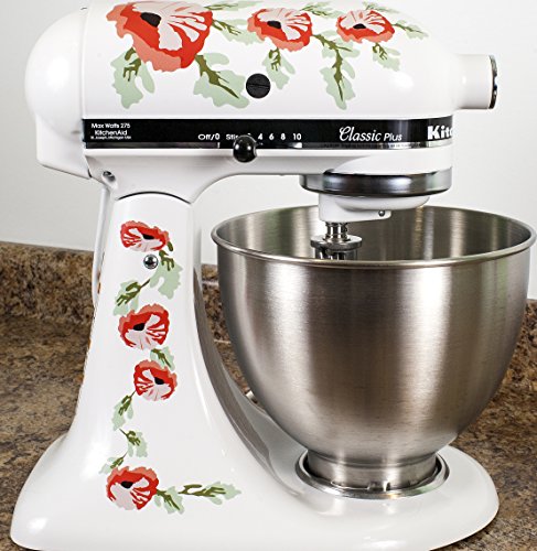 Orange Poppy Flowers Watercolor Vinyl Decals for Kitchen Mixers