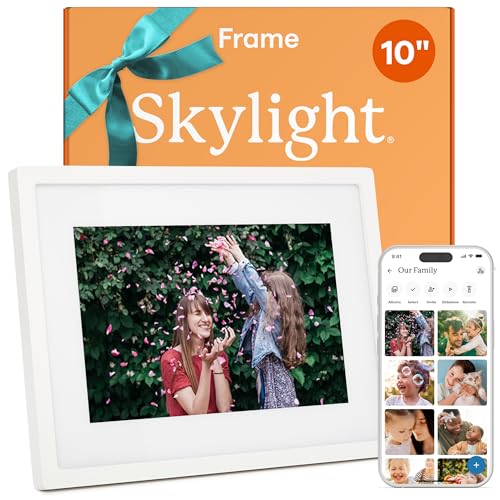 Skylight Digital Picture Frame - WiFi Enabled with Load from Phone Capability, Touch Screen Digital Photo Frame Display - Customizable Gift for Friends and Family - 10 Inch White