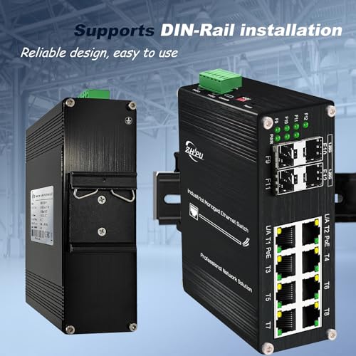 Image of Industrial Managed 8-Port 10 /100 /1000Base-T PoE Switch with 4-Port 1000Base-X SFP, IEEE 802.3af /at 30W PoE Ethernet Switch, L2 Web Management Support Ring Network by USB-C Port Connection