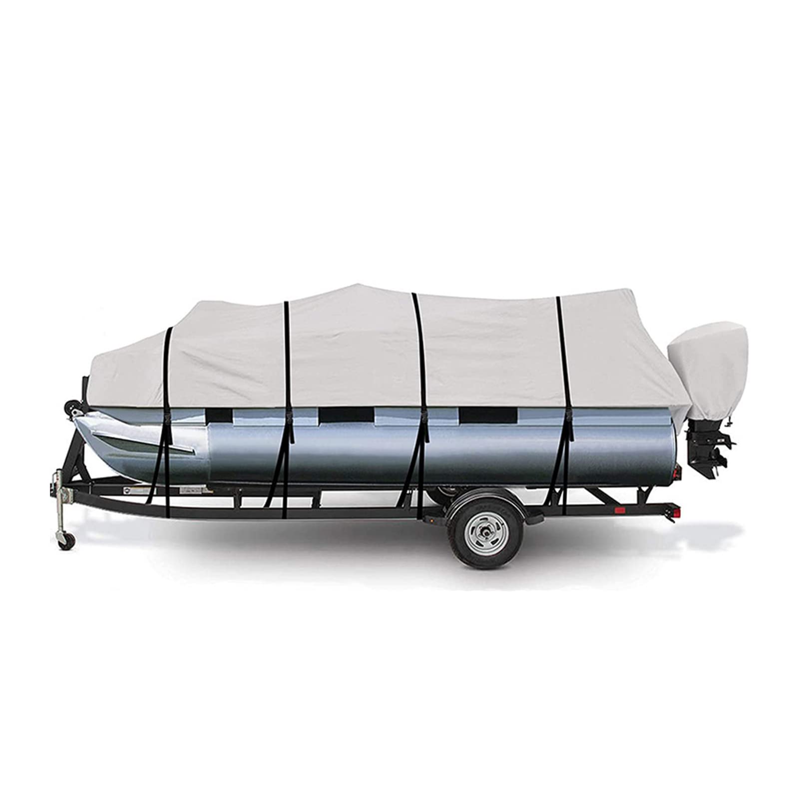 ANZAGA Waterproof Oxford Cloth Boat Cover for Pontoon Boats, Bass Buggy Boats, and Party or Fishing Barge Boats