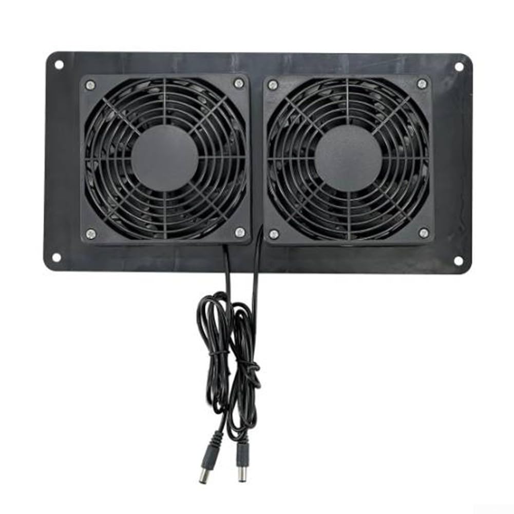 Ventola di scarico solare doppia da 25 W per circolazione dell'aria esterna con design resistente alle intemperie IP65 per capannoni da giardino, serre e camper