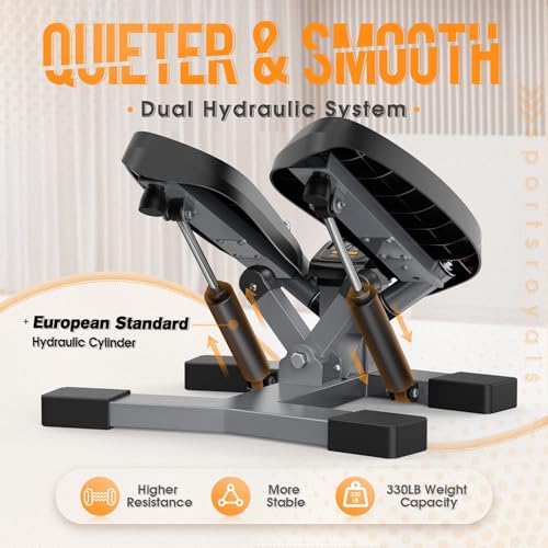 Sportsroyals Twist Stepper,Stepper for Exercise at Home, Stair Stepper with 330LBS Capacity, Built-in Resistance Bands, and Exercise Mat
