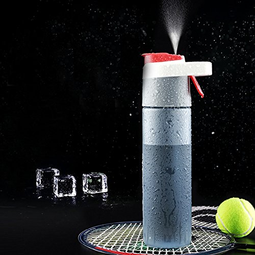 xiduobao Botella de agua Mist spray refrigeración Deportes al aire libre botellas portátil sin BPA botella de agua potable Botellas, libre de BPA, (600 ml (Rojo)