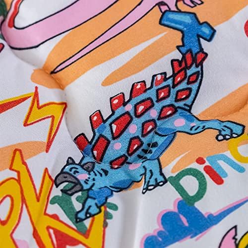 YINGAVERSAI Kids Bedding Duvet Cover Sets, Dinosaur Reversible Single Soft Cute Kids Bedding Quilt Cover with 1 Pillow Case for Boys Girls, Washed Microfiber Lightweight (135x200cm, 2Pcs)