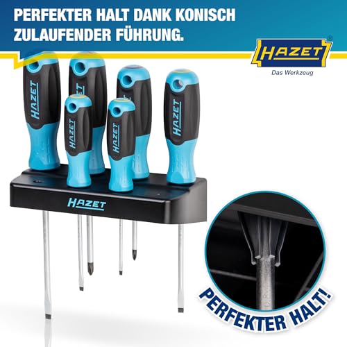 HAZET 811SH-1/7 Screwdriver Set with Holder, 7 Pieces, Phillips PH and Slotted Profile, Includes Holder with Keyhole Hole for Wall Mounting - Image 3