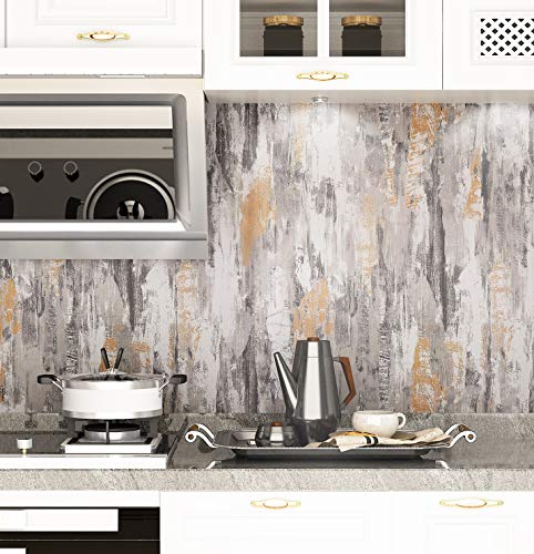 Livelynine Metallic Concrete Wallpaper Peel and Stick for Bedroom Vinyl Concrete Contact Paper for Walls Grey Silver Peel and Stick Wallpaper for Living Room Wall Apartments Bathroom RV 15.8x78.8