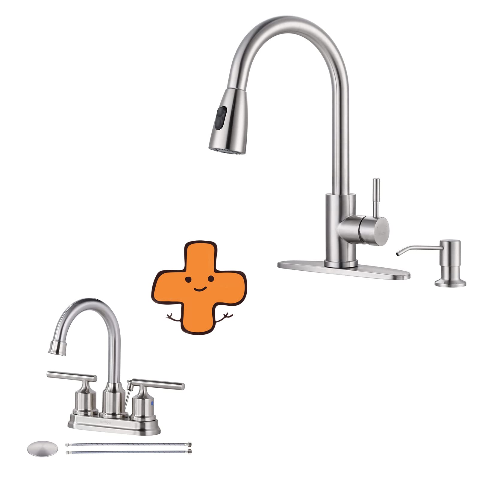 Jnfidosr Kitchen Faucet With Soap Dispenser And 4 Inch Bathroom Faucet
