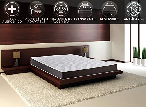 Eiffel Textile Wembley Colchón Viscolástico, Viscoelastico, Blanco, King, 160x200x23 cm