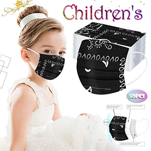 51BXe6QBHwL Bumplebee 50 Pièces Masque Tissu Enfant Mignonne Non-tissé 3 Plis Protection Faciale Jetable Impression Bandeaux pour Fille Garçon