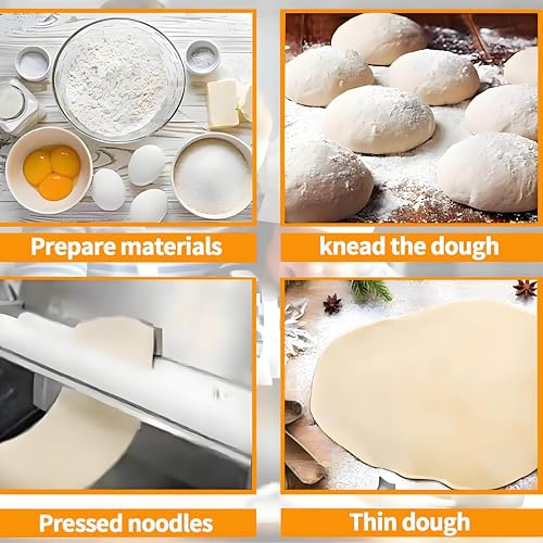 Foglio di pasta manuale pieghevole, rullo da pasticceria in acciaio inossidabile per croissant Pizza Pasta, spessore regolabile 0-25mm, design compatto per la cucina domestica e l'uso commerciale dell