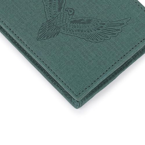 Image of VEMILIO Vegan Leather Wallet for Men | Eagle Print Embossed Premium Bifold Wallet | 3 Card Slots | 2 Cash Compartments | 1 Coin Pocket & 2 Secret Slots | Stylish, Durable & Gift for Men (Eagle, Green)