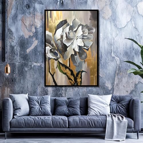 Impression sur toile fleurs or et gris décoration murale maison - 4