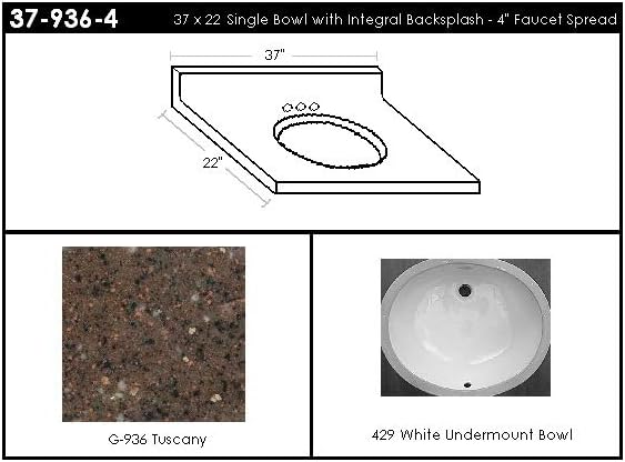 37-936-4 Single Bowl Vanity Top