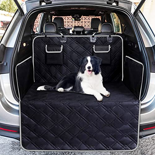 Image of Aiuuee Dog Cargo Liner for SUV, Waterproof Dog Seat Covers for Cars with Storage Pockets, Oxford Floor Mat for Dogs Cats Washable Durable Pet Cargo Cover Liner with Bumper Flap Protector