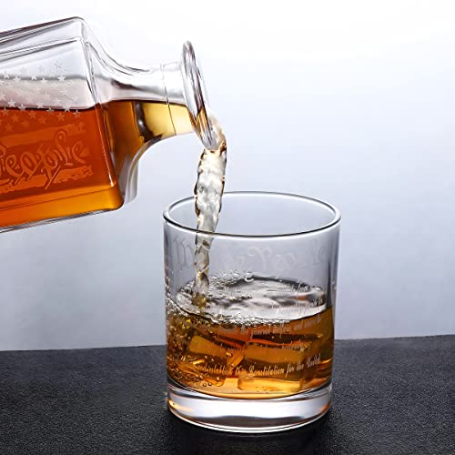 YJGS Whiskey Decanter Engraved We The People American Flag Decanter Set with 2 Glasses for Liquor Scotch Bourbon or Wine, Father's Day Patriotic Gift - Image 6
