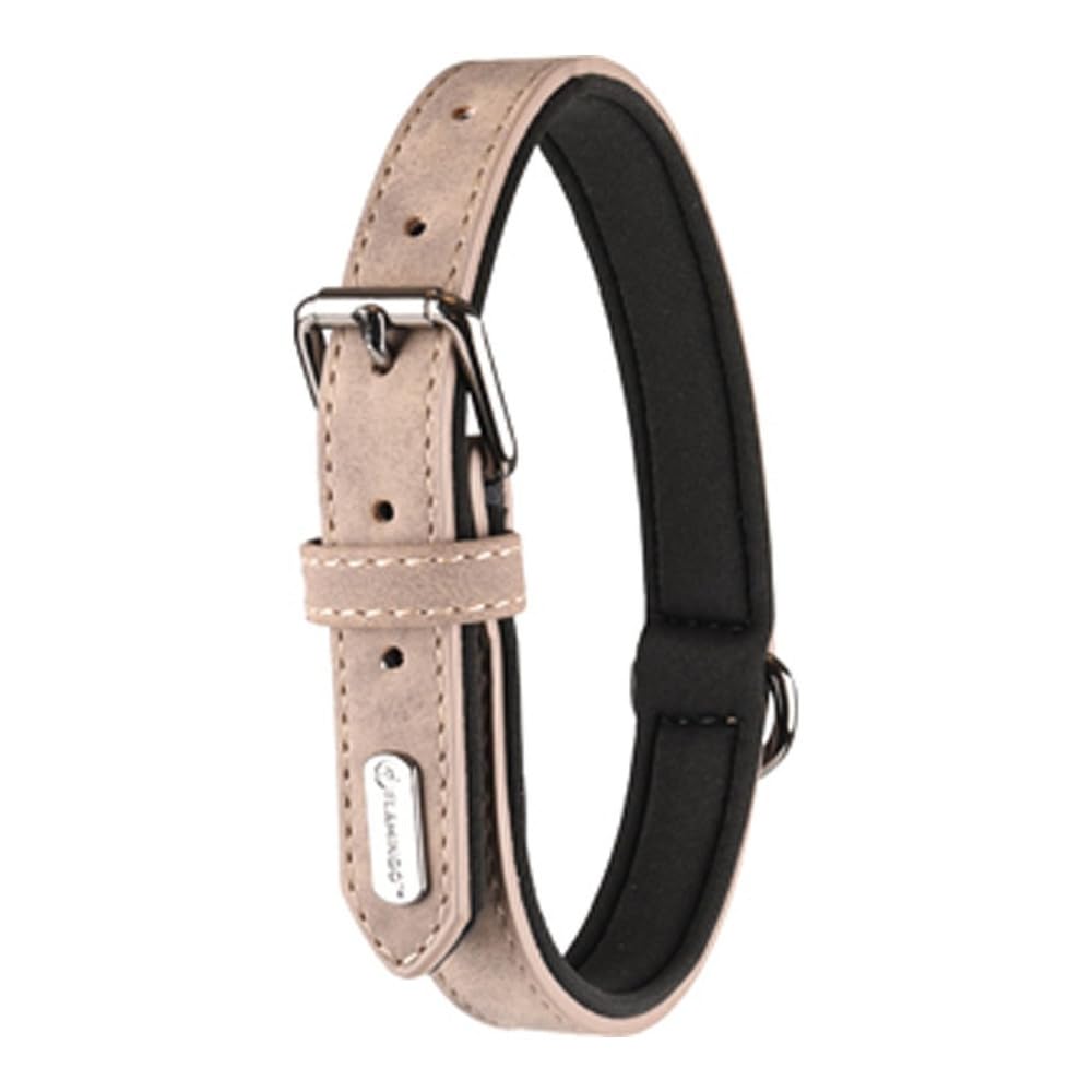 Flamingo Dog Collar With neoprene Delu Taupe XXL 52-62cm 30mm