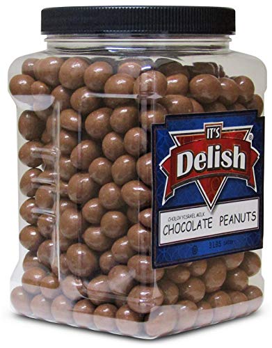 Gourmet Milk Chocolate Covered Peanuts By Its Delish – 3Lbs Jumbo Reusable Container – Premium Dairy Chocolate Coated Peanuts #TOP2