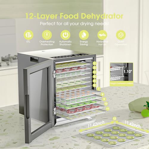 image for PSIIDAN Food Dehydrator Machine, Stainless Steel Digital Food Dryer fo