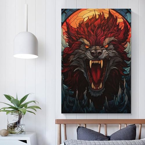 Toile Fenrir vitrail : sublimez votre salon avec une décoration moderne