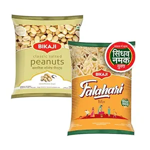 Bikaji Salted Peanuts & Falhari Mix Combo – 400g | Ready to Eat Indian Namkeen | Crunchy Tea-Time Snack, Bar Snack & Party Mix | Authentic Munchies for Sharing, Travel & Everyday Snacking