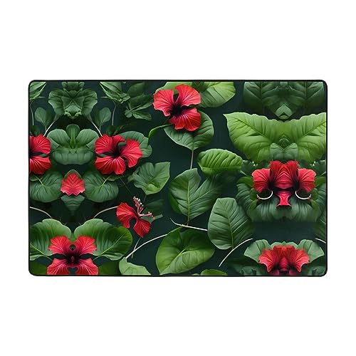 Tapis de salon fleurs d'hibiscus doux pour déco de chambre d'enfant