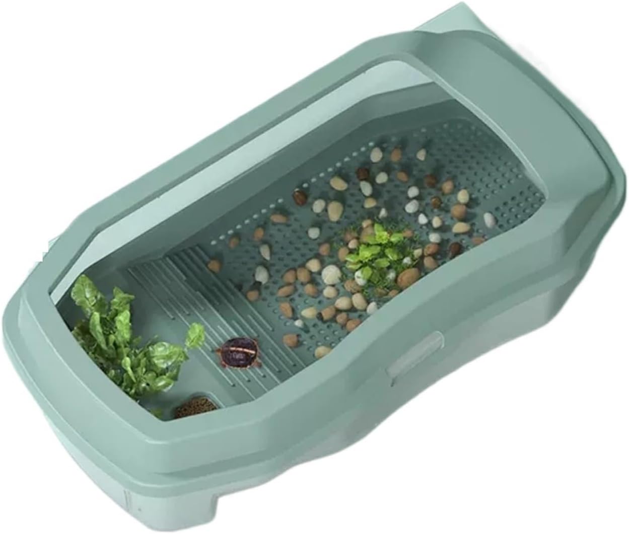 Fish Aquarium Tank Fish Tank Turtle Tank with Sun Deck can Breed Aquatic Plants Small Fish Tank Turtle Box Large Home Pet Feeding to Prevent Escape Aquarium Tank(Small)