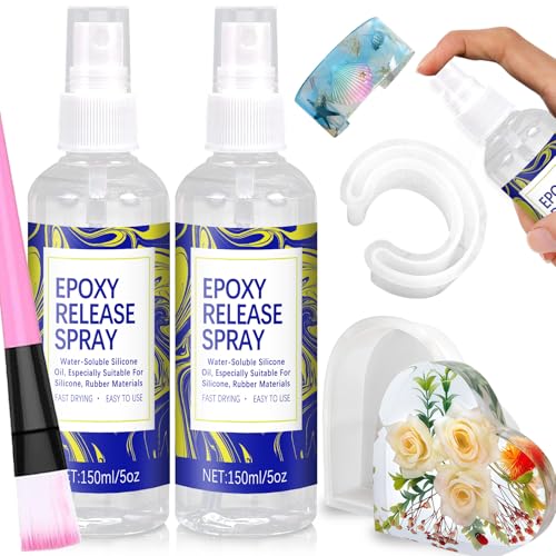 2 Pcs 150ML Mold Release Spray for Resin Molds Water-Based Silicone Release & Protectant for Silicone and Epoxy Resin Molds Fast-Drying Non-Stick for Easy Demolding & Longer Mold Life
