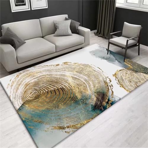 Tapis à cheveux courts or abstrait pour une ambiance chaleureuse - 2