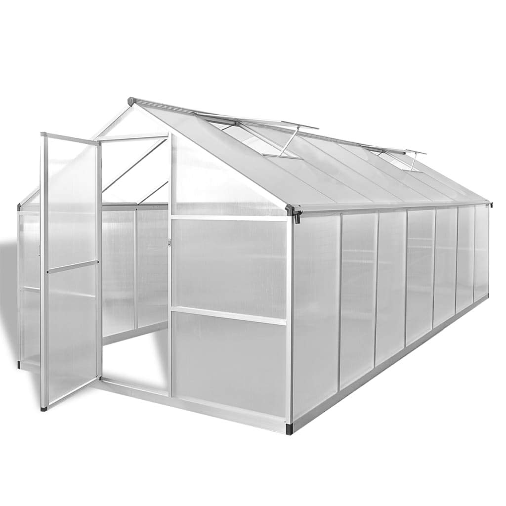 Szklarnia 10,53 m² z podwójnymi ściankami płyt poliwęglanowych, odporna na działanie promieni UV i termoizolacyjna, aluminiowa rama, system rynien dachowych i dwa okna dachowe dla ogrodników hobbystów