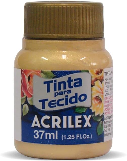Tinta Para Tecido Metálica, Acrilex, Ouro, 37 ml