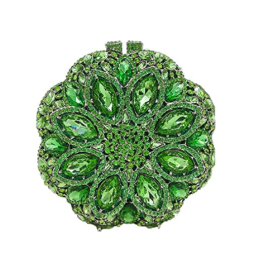 Boutique De FGG Bolsas Mão Elegantes E Redondas Cristal Para Mulheres, Formais Festa, Bolsa Noiva Casamento (Verde Claro, Mini)