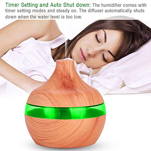 Andoer 300ml difusor de aroma USB umidificador de ar tipo água madeira mini óleo essencial mudo máqu