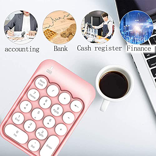 Felicon Wireless Numeric Keypad 18 Keys With 2.4G Mini Portable Silent Number Pad Usb Receiver Financial Accounting Keyboard Extensions For Laptop Desktop Pc Pro（Pink） #TOP6