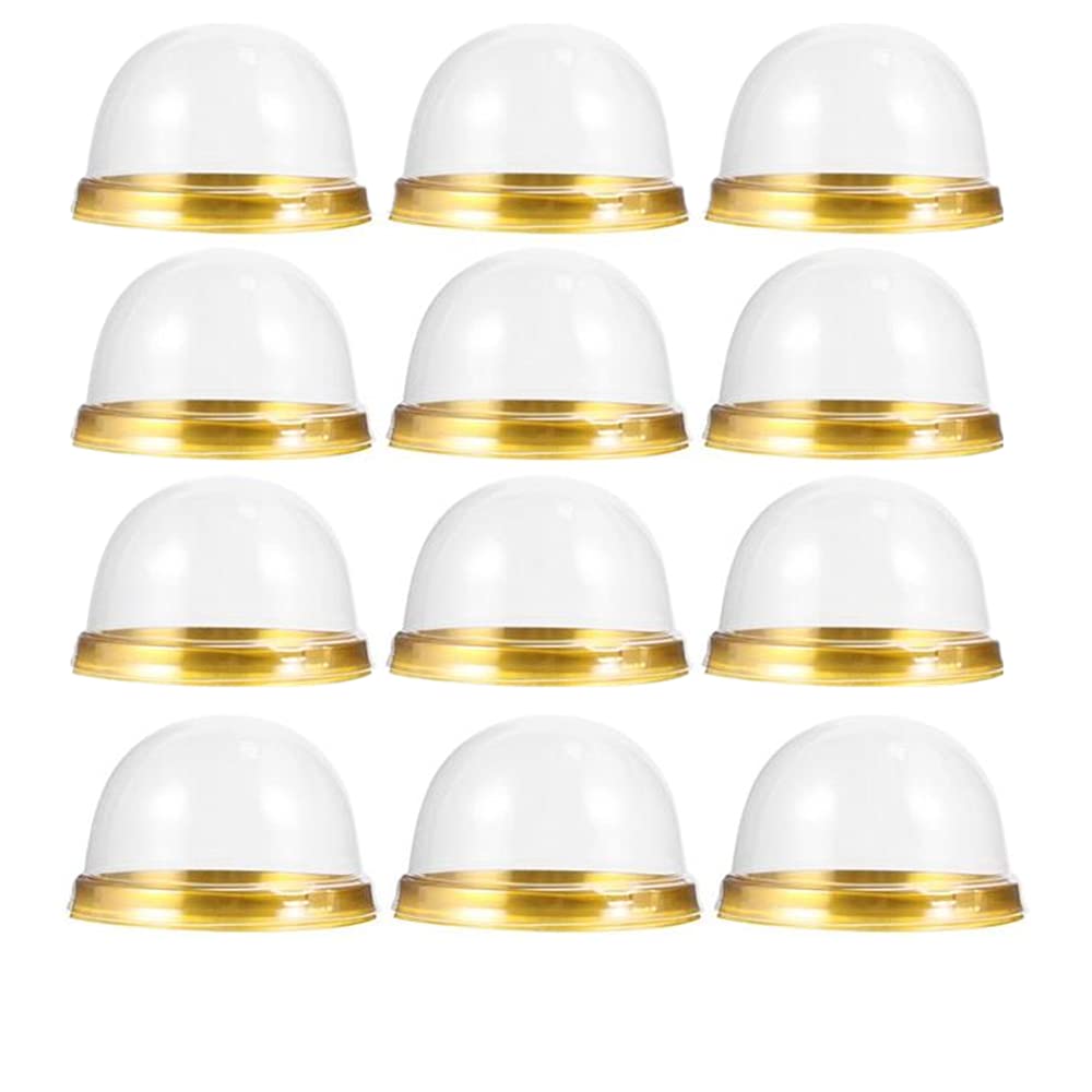 Corkwaw 50Pack Clear Plastic Mini Cupcake Container,Baking Mini Cake Box Muffin Box,Used for wedding birthday party Macaron cheese pastry dessert moon cake display stand (gold)