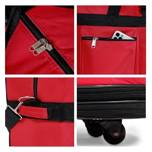 30" Duffle Bag Expandable Rolling Lightweight Wheeled Spinner Suitcase Luggage (2 Pack) for Travel and Storage (Red)2