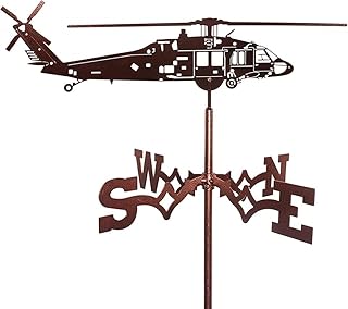Stainless Steel Helicopter Weather Vane Farmhouse Metal Wind Direction Indicator Wind Vane for Garden Mount Yard Decoration