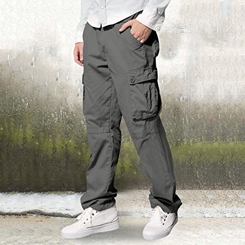 Men's Straight Leg Cargo Pants Casual Jogger Hiking Work Sweatpants Casual Multi Pockets Trousers Outdoor2